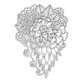 Black and white floral doodle pattern in vector. Henna paisley mehndi doodles design tribal design element. Royalty Free Stock Photo