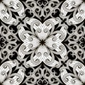 Black and white floral elegance vector seamless pattern. Monochrome ornamental distressed background. Repeat decorative patterned Royalty Free Stock Photo