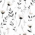 Minimalistic Floral Botanical Pattern On White Background Royalty Free Stock Photo