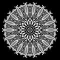 Black and white floral round mandala. Greek circle ornaments. Decorative beautiful pattern. Vector ornamental monochrome
