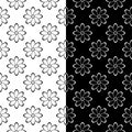 Black and white floral seamless patterns. Set of backgrounds