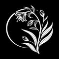 Black and white floral vector set with decorative icons and nature-inspired elements Royalty Free Stock Photo