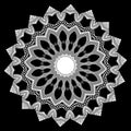 Black and white floral zig zag mandala. Greek zigzag ornaments. Decorative beautiful pattern. Vector ornamental monochrome