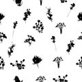 Black and White Florals Seamless Pattern