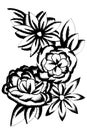 Black and white flower bouquet in tattoo style
