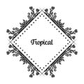 Black white flower frame, tropical border design flowers, shape of cards. Vector Royalty Free Stock Photo