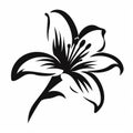 Bold Stencil Lily Flower Engraved In Black And White