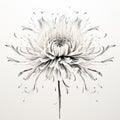Minimalistic Chrysanthemum Drawing With Elegant Calligraphy