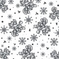 Black and white tulips snow christmas pattern icon background Royalty Free Stock Photo