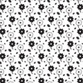 Black And White Flowers With Black Leaves Pattern Background