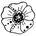 Black And White Flowers Doodle Sketch. Hand-Drawn Isolated Illustration On White Background. Flowers For Coloring Book, Coloring Royalty Free Stock Photo