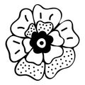 Black And White Flowers Doodle Sketch. Hand-Drawn Isolated Illustration On White Background. Flowers For Coloring Book, Coloring Royalty Free Stock Photo