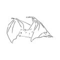 black and white flying Halloween vampire bat, sketch style vector illustration isolated on white background. bat vector Royalty Free Stock Photo