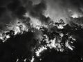 Black and White Forest Fire Royalty Free Stock Photo