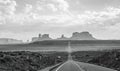 Black and White Forest Gump Point Monument Valley scenic panorama on the road - Arizona, AZ Royalty Free Stock Photo