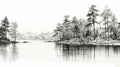 Black And White Forest Landscape Painting: Delicate Ink Washes And Lifelike Renderings