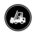 black and white forklift icon, be careful when operating a forklift