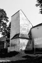 Black & White. Fortified medieval church in the village Bunesti, Transylvania.