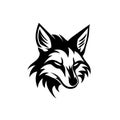 Eye-catching Black And White Fox Head Logo In Wlop Style