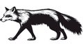 Fox Vector, Black and White Silhouette, Animal Design Royalty Free Stock Photo