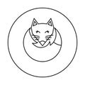 Black and white fox logo for illustration. Icon on a white background. Vector illustration Royalty Free Stock Photo