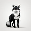 Black And White Fox Standing: Hyper-realistic Vector Illustration Royalty Free Stock Photo