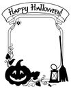 Black and white frame with Halloween pumpkin silhouette Royalty Free Stock Photo