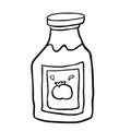 Black and white freehand drawn cartoon ketchup