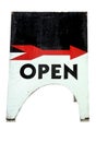 Black and white freestanding OPEN Sign