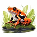 Colorful Orange Frog Clip Art With Graphic Black Outlines