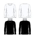 Black white front and back view long sleeve t shirt template design Royalty Free Stock Photo