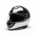 Black And White Full Face Motorcycle Helmet On White Background