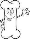 Black And White Funny Bone Cartoon Mascot Character Waving