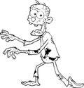 Black And White Funny Zombie Cartoon Character Walking