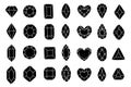 Diamond gems black and white icon set vector