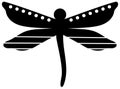 Black and White Geometric Design Dragonfly Isolated on White with Clipping Path