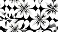 Black And White Geometric Floral Pattern Seamless Repeat Royalty Free Stock Photo