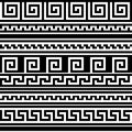 Black and white geometric greek meander traditional seamless pattern, vector