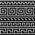 Black and white geometric greek meander traditional seamless pattern, vector