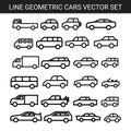 Black and white geometric line cars vector set Royalty Free Stock Photo