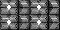 Black and white geometric optical illusion featuring a repeating pattern of interlocking cubes and diagonal hatching Royalty Free Stock Photo