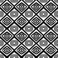 Black and white geometric pattern with circles and diamonds Royalty Free Stock Photo
