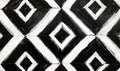 Black and white geometric pattern with diamond shapes and bold brush strokes Royalty Free Stock Photo