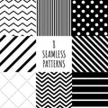 8 black and white geometric pattern set simple ornate color monochrome , geometry seamless repeatable tile for textile texture or