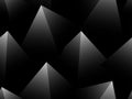 Black and white geometric seamless pattern with 3d pyramid. Retro background gray shades. Isometric triangles with gradient