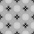 Black and white geometric seamless pattern with line and flower