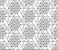 Black and white geometric seamless pattern with line, hexagon, t