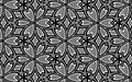 Black white geometric texture with folk pattern with flowers  triangles  polygons in doodling style for coloring. Royalty Free Stock Photo