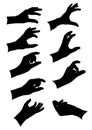 Black and white gestures of hands collection.