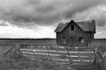 Black and White Ghostly Old Abandoned House in a Rural Area Royalty Free Stock Photo